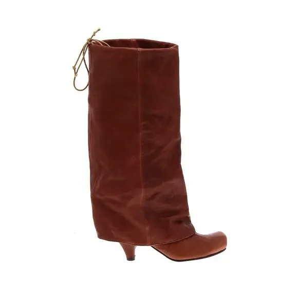 Irregular Choice Boots Cuff Knee High Foldover Leather Square Toe It’s a  Wrap